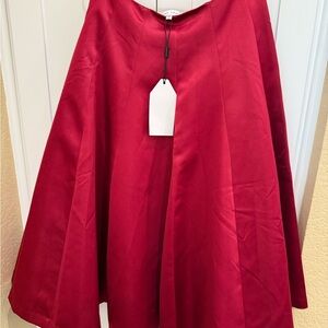 English Factory Elegant Red A-Line Skirt SMALL